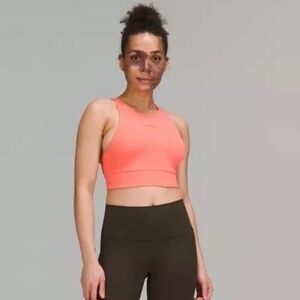 Lululemon Energy High Neck Longline Bra Motif Size 12 Raspberry Cream